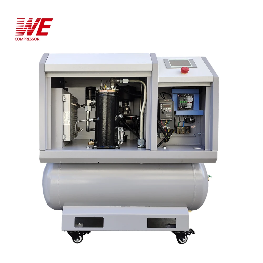 Portable Small 2-in-1 Single Phase Screw air Compressor 220v 4kw air Screw Compressor 150l air tank