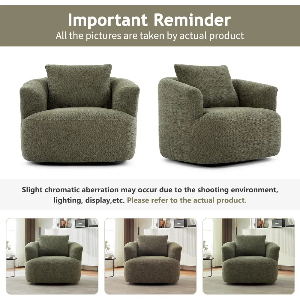 360 ° كرسي أريكة شانيل دوار مع وسادة، كرسي بذراعين منجد بقاعدة عميقة 38.2 للترفيه #6