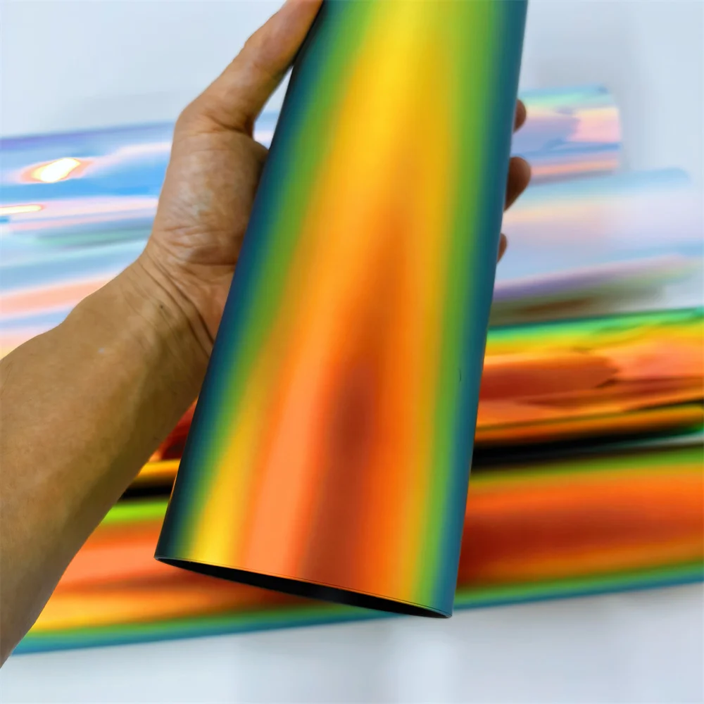 PET Exterior Car Sticker Rainbow Iridescence Chrome Green Car Motorcycle Vinyl Wrap Film Bubble-Free Waterproof