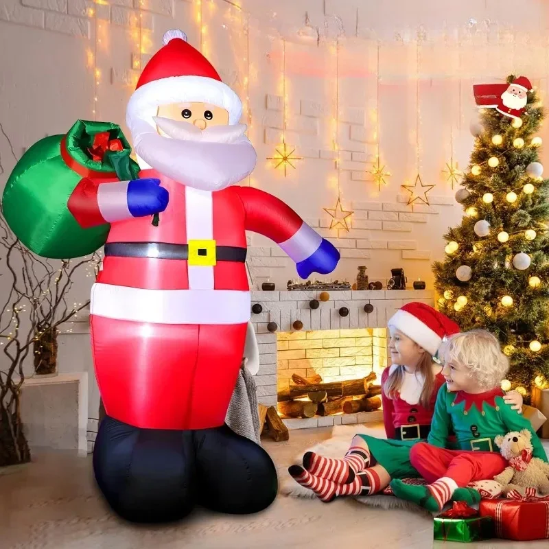 

120cm Christmas Inflatables Santa Claus Outdoor Decorations LED Lights Blow Up Yard Decor for Xmas Holiday Party Indoor Lawn