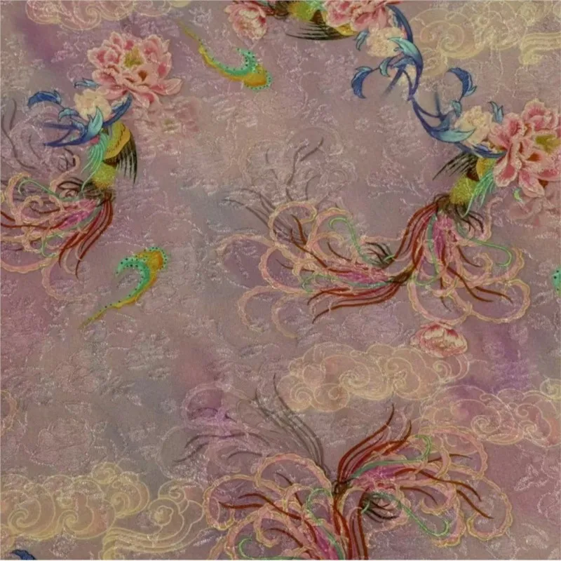 

Новый стиль, шелковый жаккардовый цветок с принтом плюща, ткань в китайском стиле, пузырь, женская одежда Hanfu, обтягивающая кожу