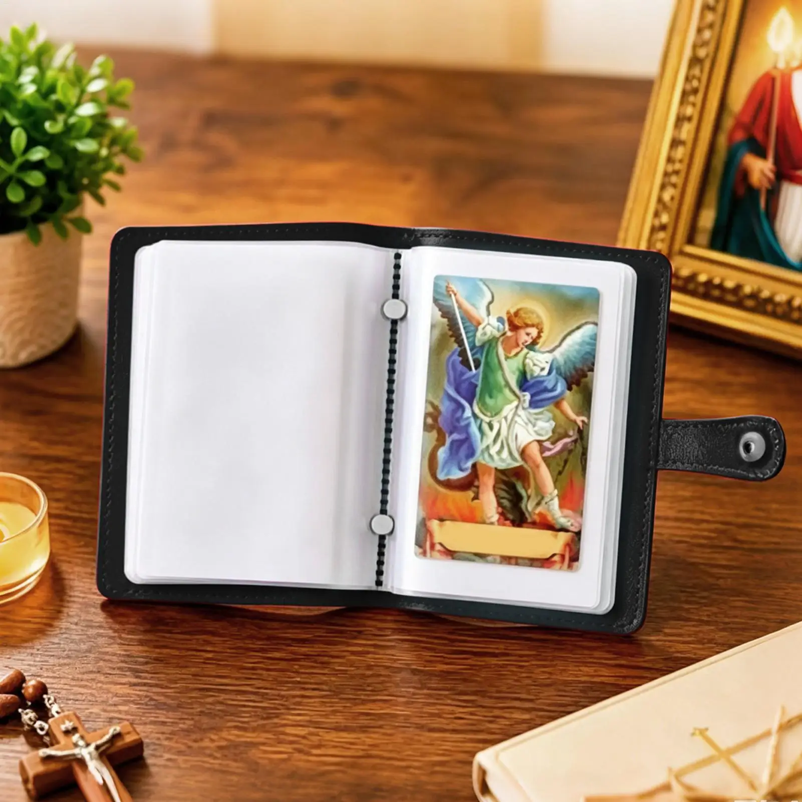 Porte-cartes religieux catholique en cuir, étui de rangement pour cartes de prière, pochette étanche, album de collection de cartes