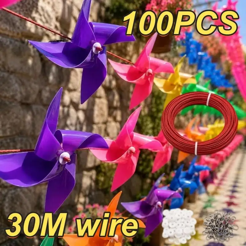 Plastic Pinwheels 100Pcs UV Resistant Fiesta Party Decor for Patio Lawn Garden Summer Activities