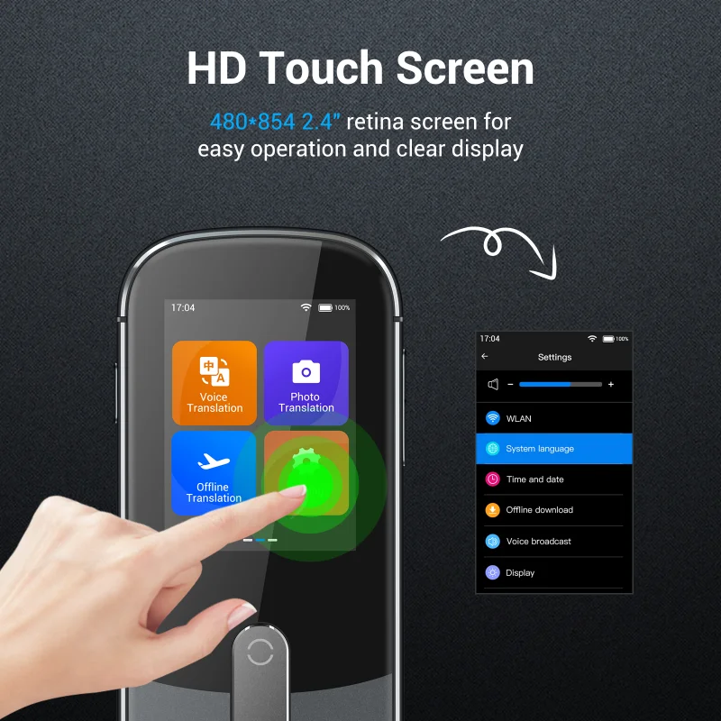 W09 Ai مترجم صوتي ذكي IPS شاشة تحكم باللمس بث صوتي فوري مترجم ذكي مع CHAT GPT