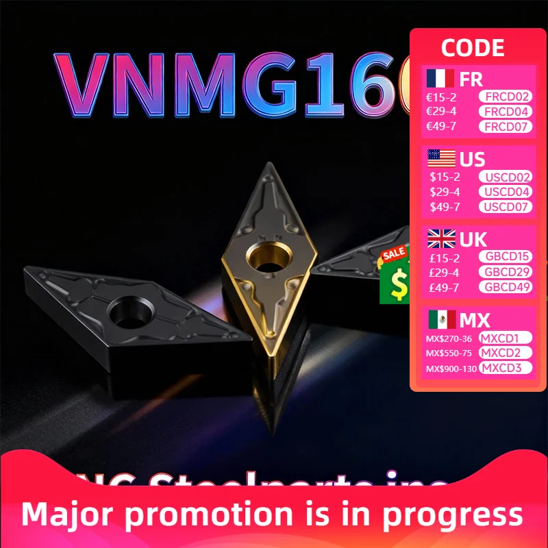 

VNMG16 MA/TM YZ6030 JC5020 JC800 Твердосплавная вставка для внешнего токарного инструмента MVQNR/L Лезвие VNMG для стального резака Токарный станок с ЧПУ