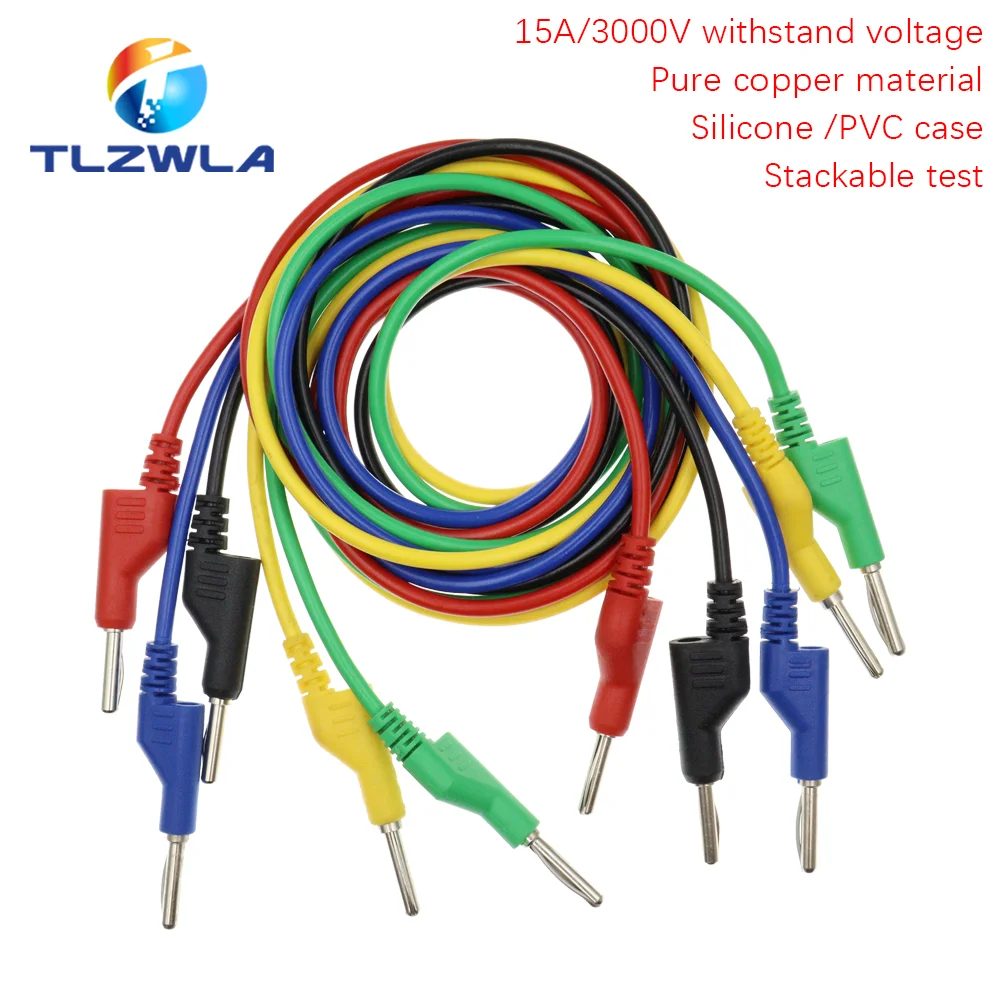 1 szt. Podwójne 4MM wtyczka bananowa multimetr przewody pomiarowe 1M kabel 1000V/15A czysta miedź złącze wtykowe testowe