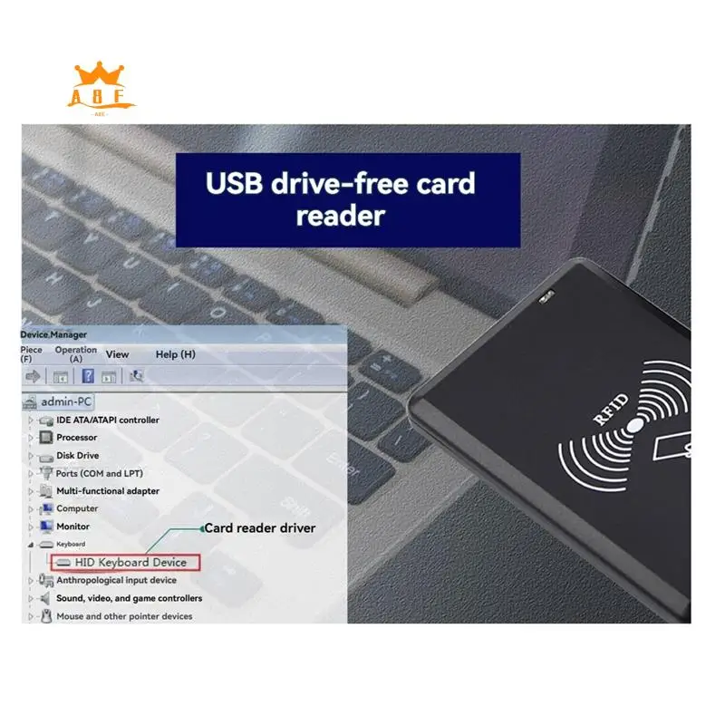 

A08E-USB RFID Reader IC Card Reader Contactless Smart Card Reader HID Driver-Free Support Window Linux Android System