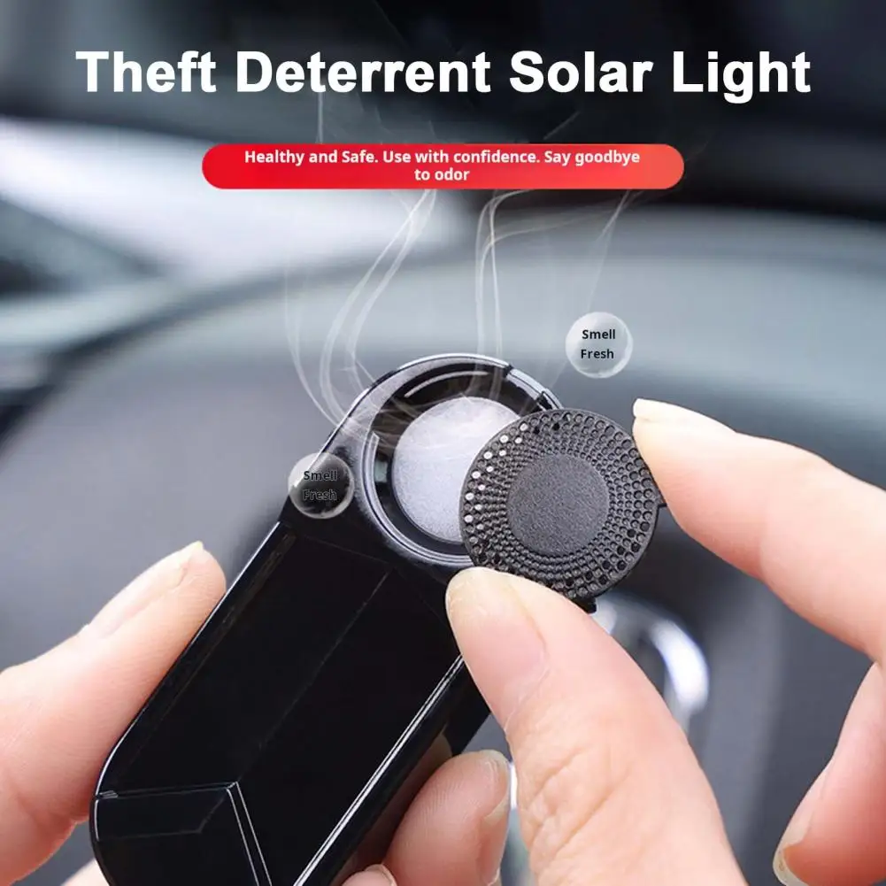 Solar-powered LED Warning Light Smart Sensor Auto ON/OFF Rechargeable Solar Anti-theft Warning Light Car Security Light