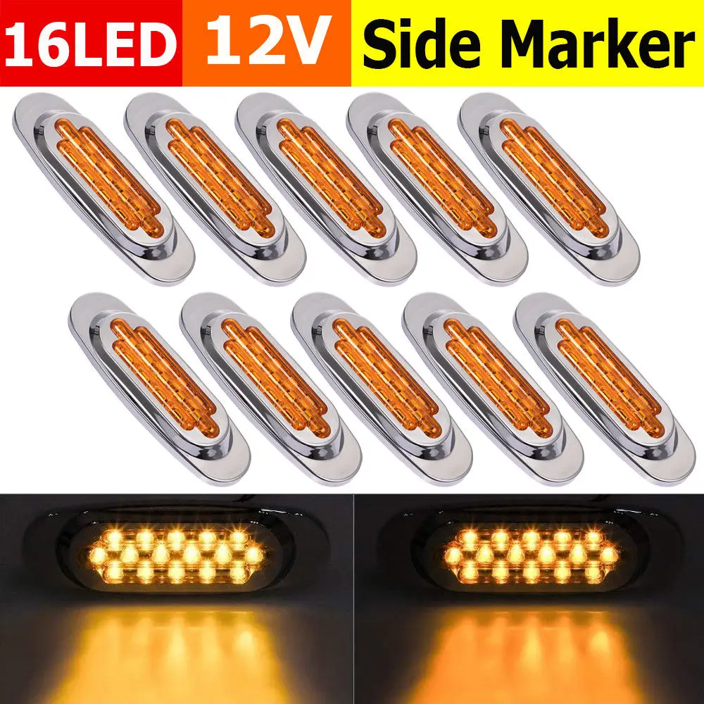 10PCS 16LED Car Side Marker Light For Truck Pickup 12V Position Side Lights Outline Lamp Indicator Warning Light Universal