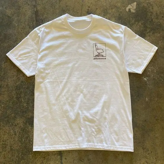 Simple Line Chair Print Retro Hiphop Sports Short Sleeve T-Shirt Unisex Cotton Summer Breathable round Neck Stripe Pattern