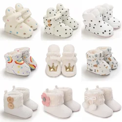 0-1 year old warm baby cotton boots winter thick plush baby snow boots cute casual soft soled casual walking shoes