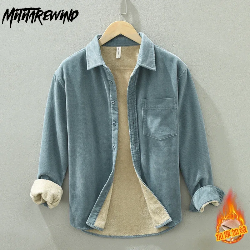 

Зимние рубашки мужские повседневные повседневные утепленные рубашки с лацканами из чистого хлопка однотонная флисовая рубашка Slim Fit сохраняющие тепло топы простые Camisa Hombre