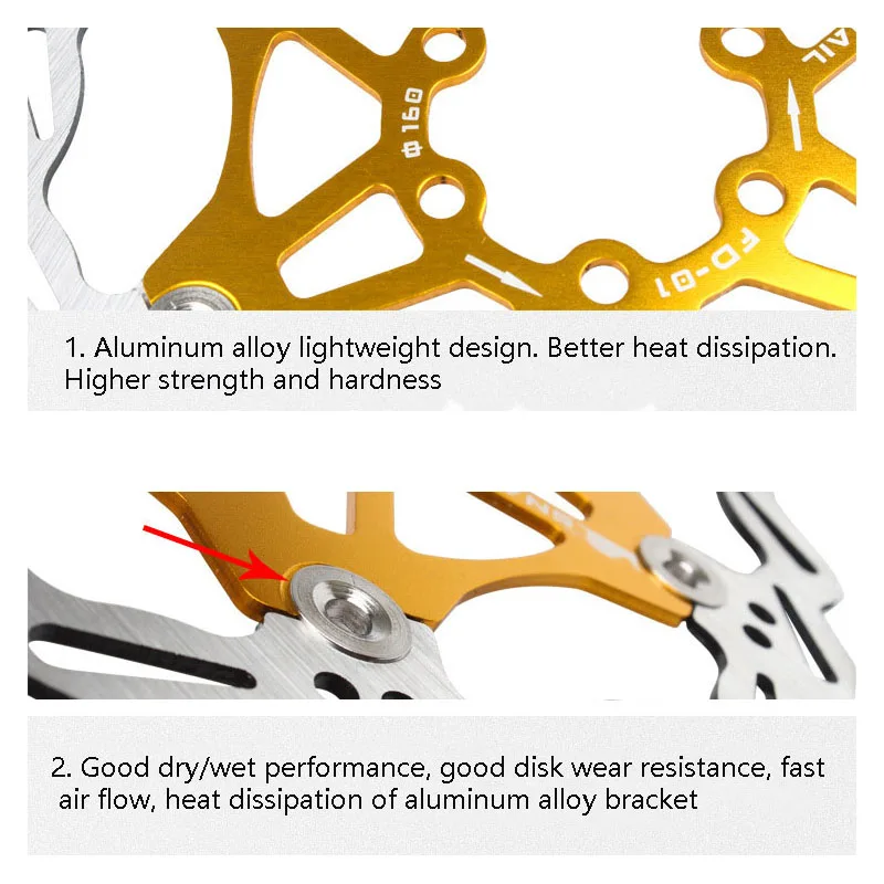 Salyangoz Yüzen Disk Dağ Bisikleti Soğutma Yüzen Disk Ultra hafif Altı Pinli Disk Fren Diski 160 180 203mm Aksesuarları