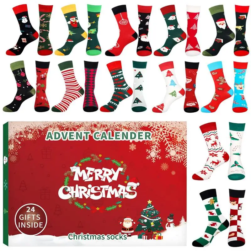 2024 Christmas Advent Calendar Playful 24 Days Christmas Socks Countdown Calendar Gifts For Teachers & Parents For Christmas