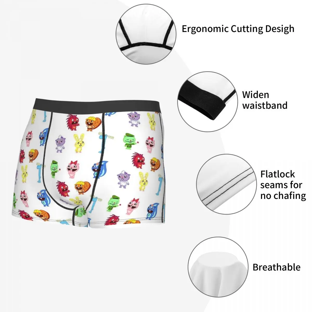 Boxer Underpants Shorts Happy Tree Friends Panties Men Comfortable Underwear for Homme Man Boyfriend Gifts