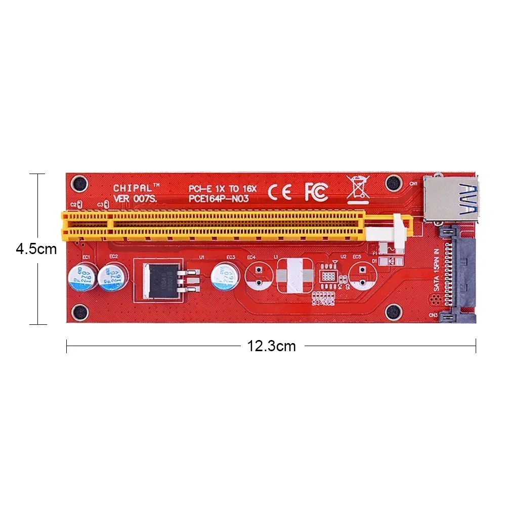 For BTC LTC ETH Mining Miner PCI-E Expansion Card PCIE X1 To X16 Extender 15Pin SATA Power Converter Adapter USB 3.0 Cable