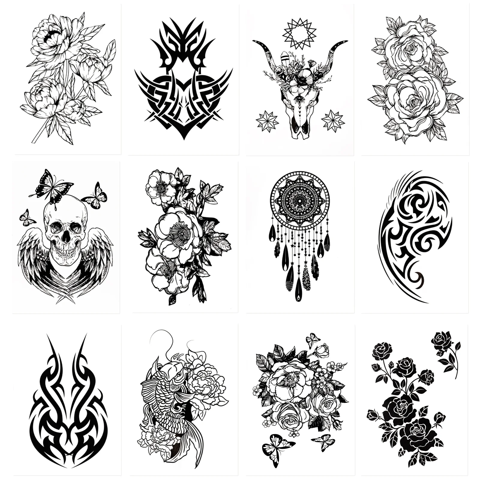 Frcolor 30 Sheets Temporary Tattoos Arm Shoulder Long Lasting Stickers Full Body Stickers for Women Men Adults (20 Large, 10