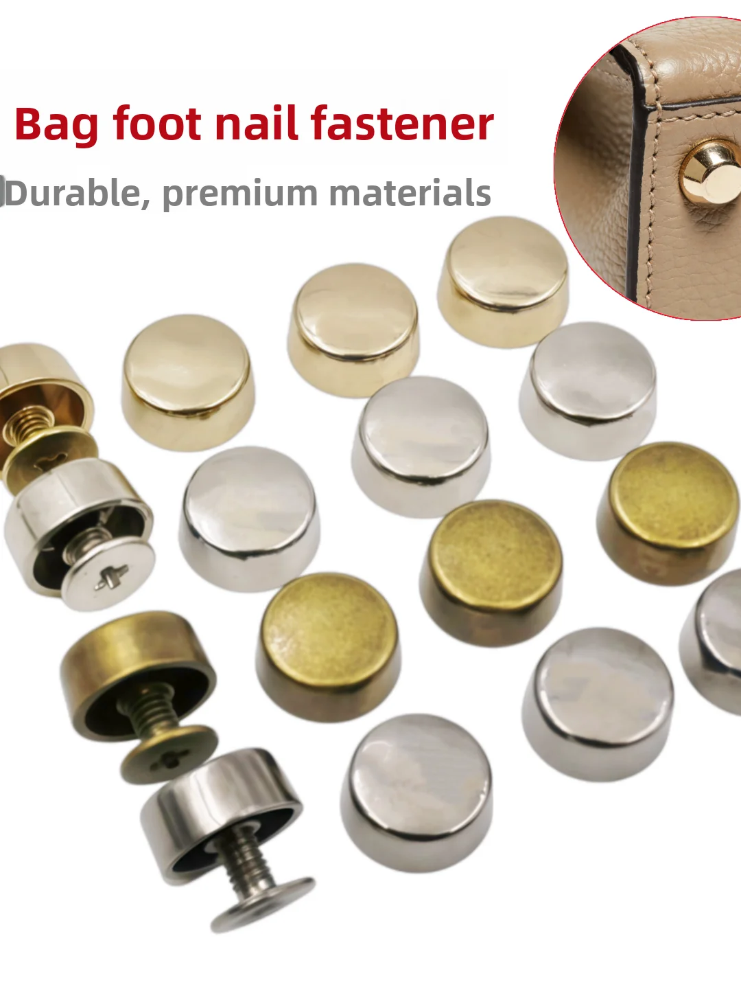 Durable Metal Bag Foot Nail Fixation Buckle Hardware Accessories Outer Diameter 10mm Metal Decorative Nail Bag Fixation