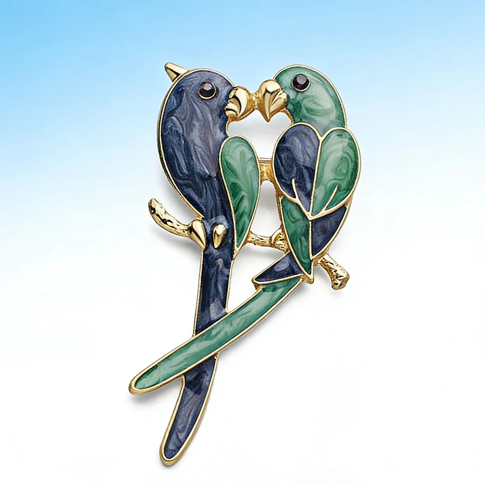 Novelty Design Double Birds Brooch Pin Enamel Classic Magpie Clothes Accessories Brooches For Women Girl Z018