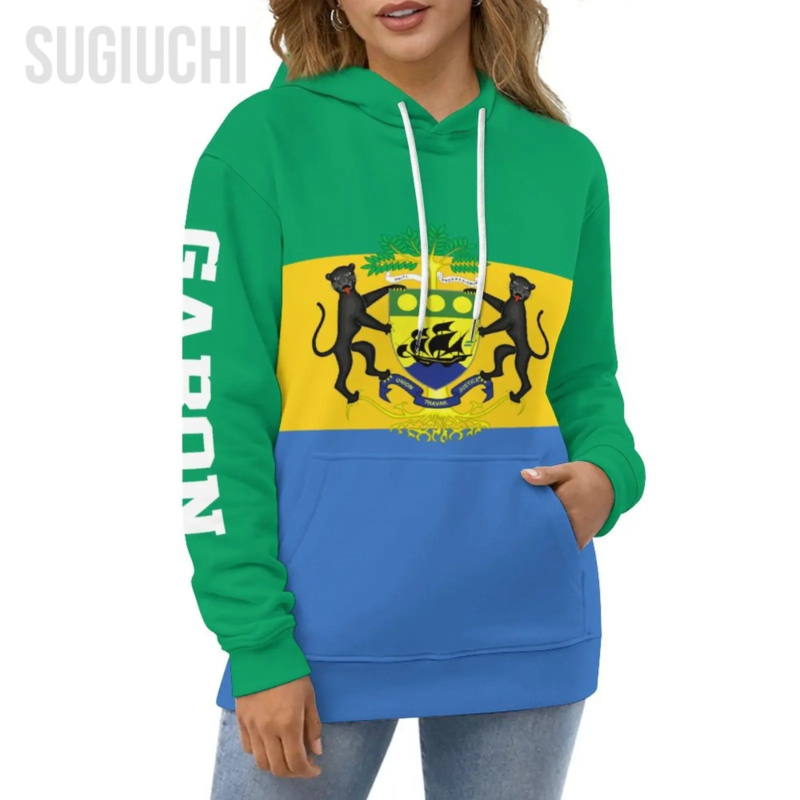 Unisex 3D Hoodie Gabon Flag Men Women Polyester Harajuku Sweatshirt Pullover Hoodies Casual Cool