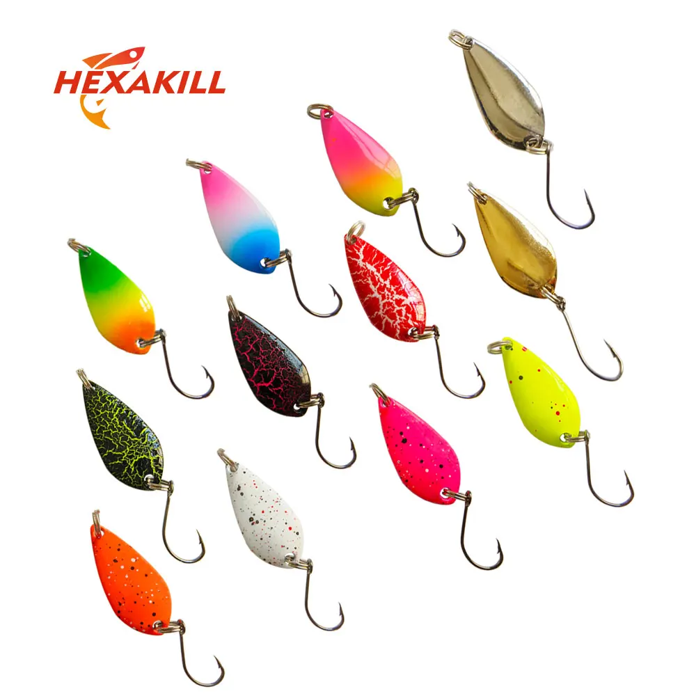 Hexakill Spoons Trout Lures 12pcs Colorful Mini Metal Spoon Baits  Assorted Weights (1.5g, 2.5g, 3.5g) for Freshwater Fishing