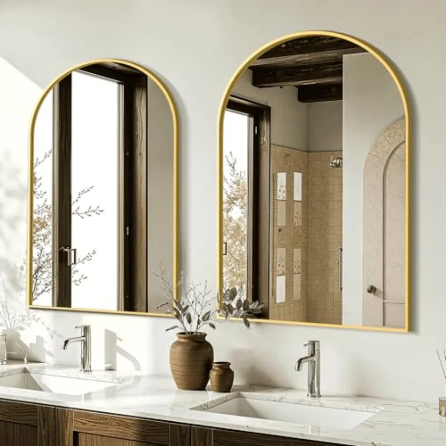 

Arched Mirror for Bathroom, 2Pack 30x20 Gold Metal Framed HD Shatter-Proof Glass Vanity Mirror for Over Sink, Entryway, Living