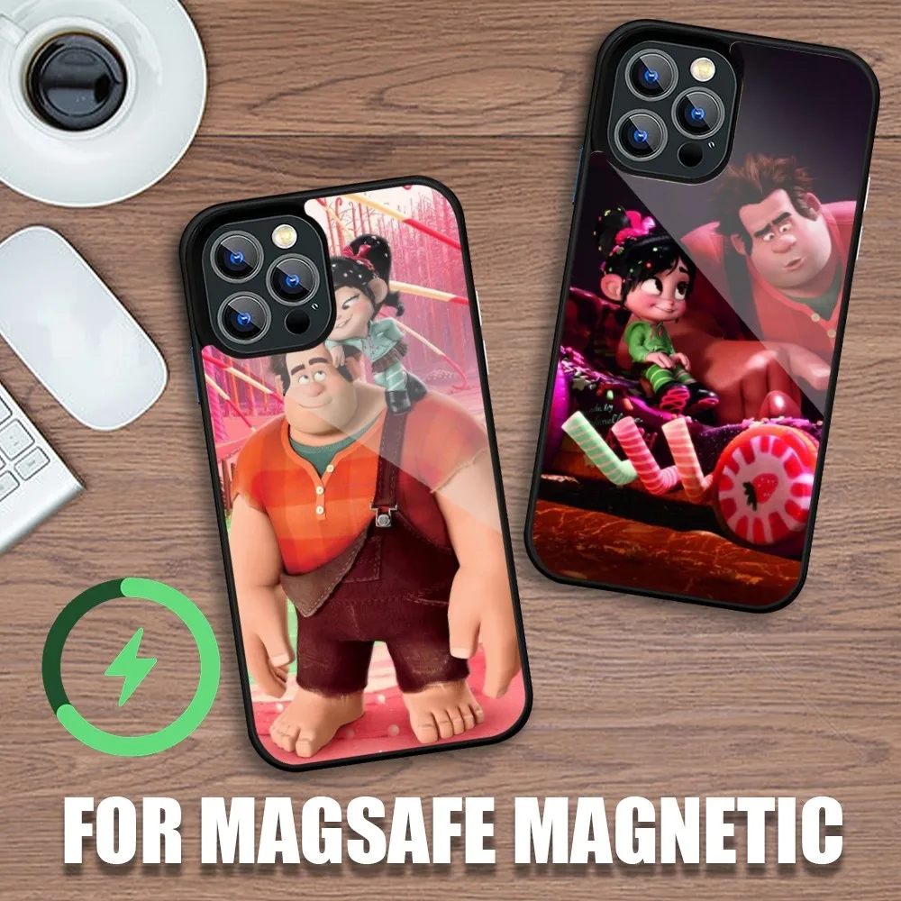 MINISO Disney Wreck-It Ralph Phone Case For iPhone 11 12 13 14 15 Plus Pro Max Charging Magsafe Magnetic Wireless Cover