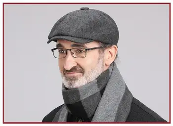 겨울 코튼 아버지 빈티지 베레모 모자 남자 감독 화가 모자 신문 모자 헤링본 팔각형 모자 Petten Hot