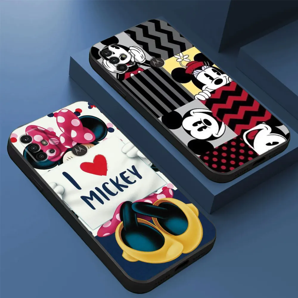 Custodia per telefono per Motorola Moto G200 5G G22 G50 G51 G31 G71 G53 G73 G32 G52 G72 G30 G60 G60s Mickey Minnie Mouse Love Cover