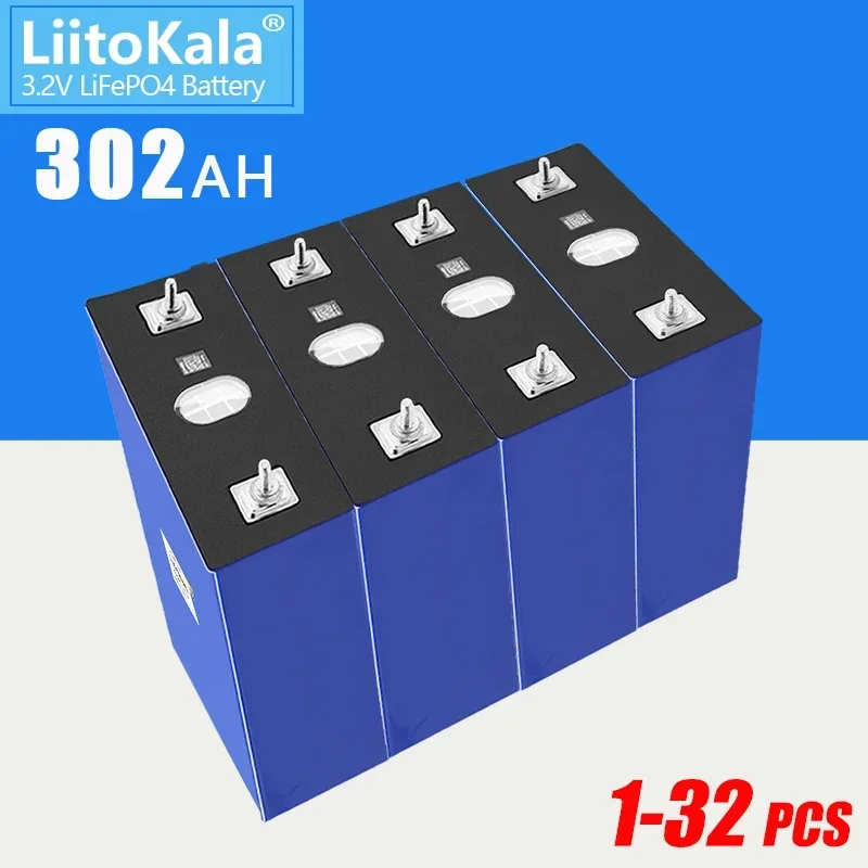 

1-32PCS LiitoKala 3.2V 302ah Lifepo4 Battery DIY 12V 24V 48V 310Ah Pack For Electric Car RV Solar Energy Storage System