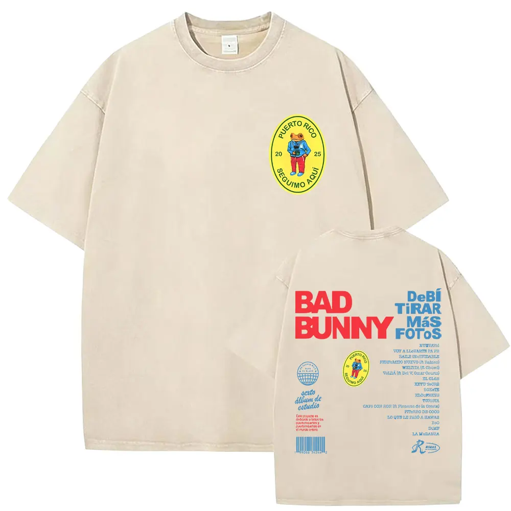 

Washed Vintage Rapper Bad Bunny Debi Tirar Mas Fotos DTMF World Tour T-shirt Men Hip Hop Fashion Oversized T Shirts Streetwear
