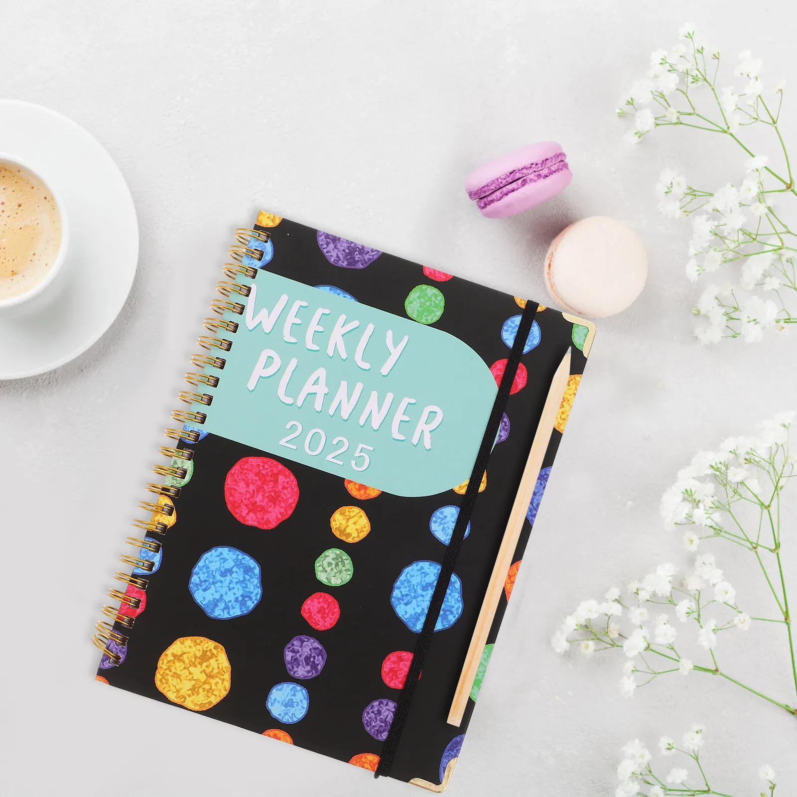 

2025 A5 Spiral Planner Robust Binding Daily Weekly Monthly Schedule Notebook Portable for School Office Student Teacher