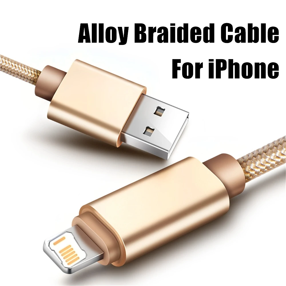 Alloy Braided USB Fast Charging Cable For iPhone X XR XS Max 11 12 13 Mini 14 Pro Max 7 8 14 Plus Quick Charge USB-A Data Cable
