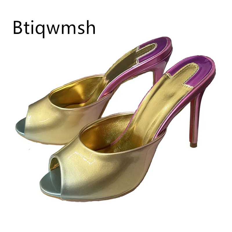 

Rainbow Color Gladiator Sandals Woman Open Toe 8CM 10CM High Heel Shoes Lady Sexy Muller Slippers