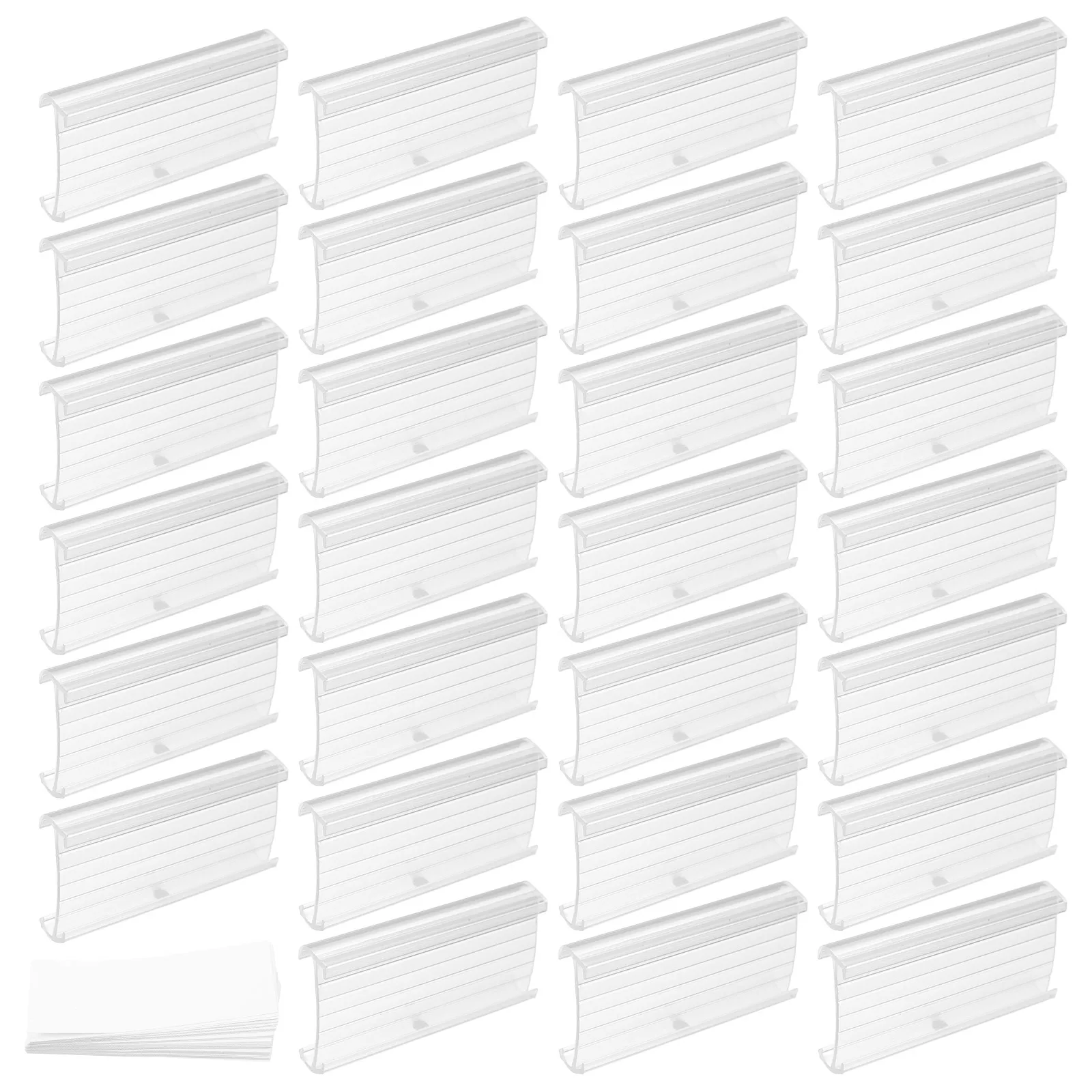 

50pcs Label Holders Tag Clips Insert Wire Rack Transparent PVC Retail Merchandise Sign Display Shelf Price Tags