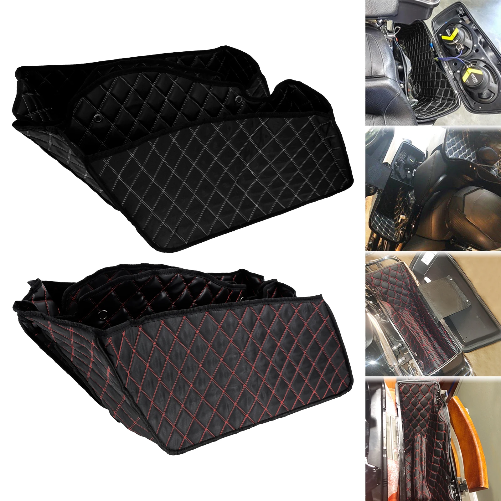 

Extended Bags Inserts Non Stretched Saddlebag White/Red Liner Fit For Harley For Touring 14-up