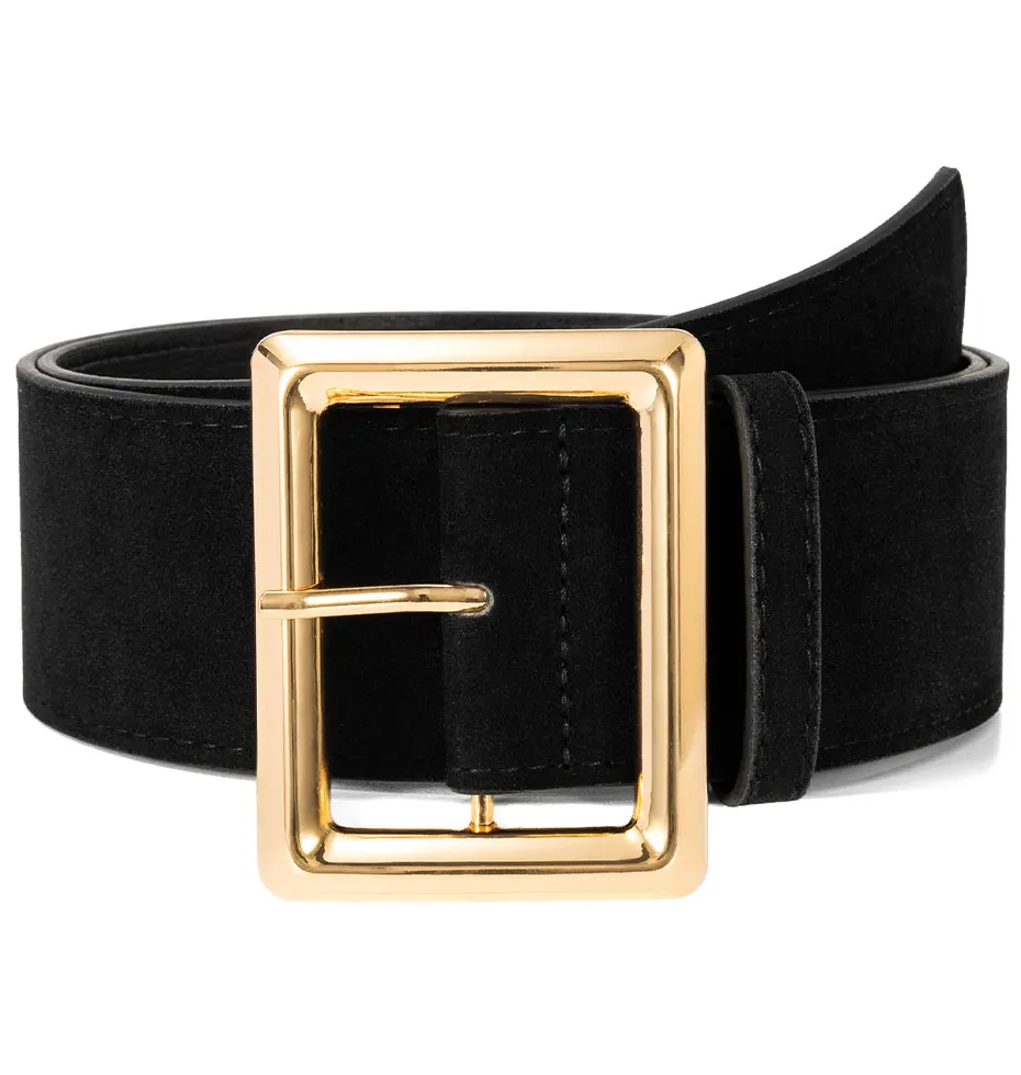 Maikun breite Wildledergürtel für Damen, Damen, klobiger Bund, modisch für Kleid mit goldener Schnalle – Detail 18