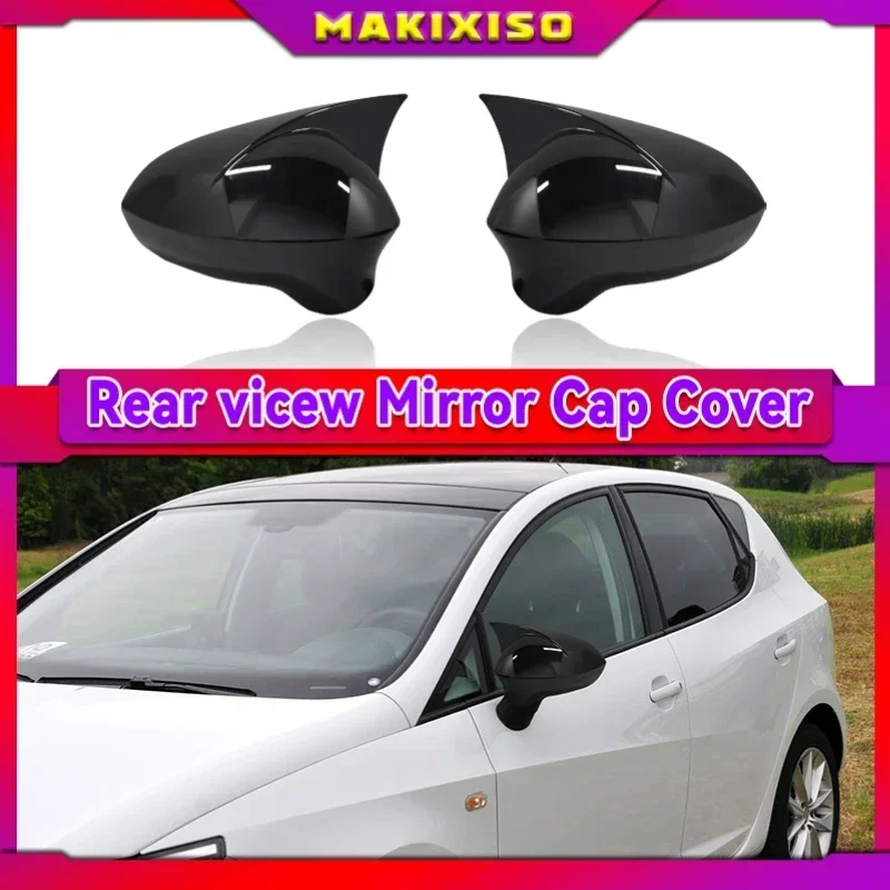 

2p Bright Black Side Wing Rearview Mirror cover caps For Seat ibiza Cupra 2009-2017