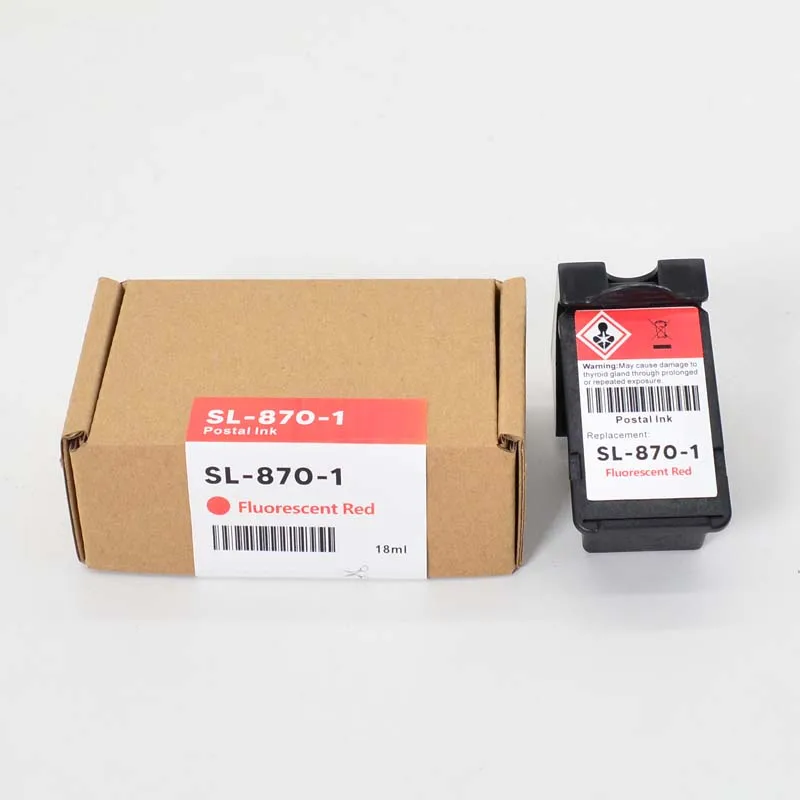 

[1x SL-870-1 Флуоресцентный красный] Оригинальный восстановленный почтовый картридж для SendPro ® Почтовая станция 18 мл Pitney Bowes