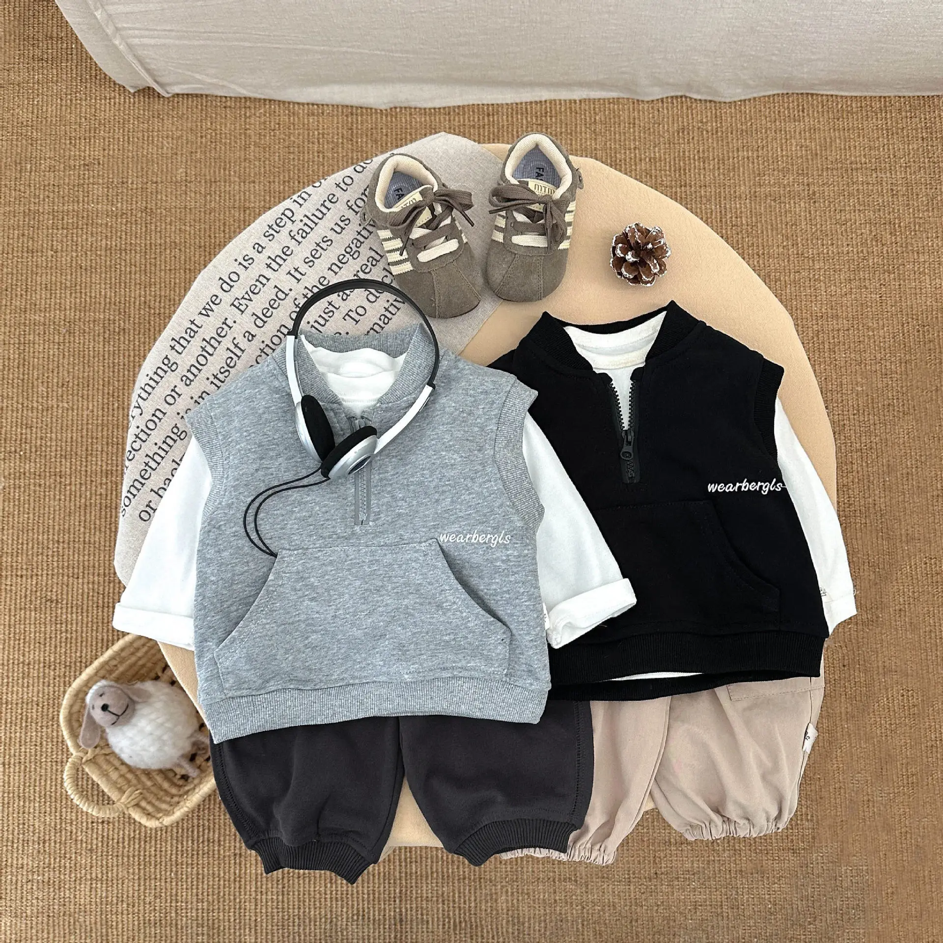 

Однотонный жилет, весна-осень 2024, новый корейский повседневный простой и универсальный жилет, детская одежда для девочек и мальчиков