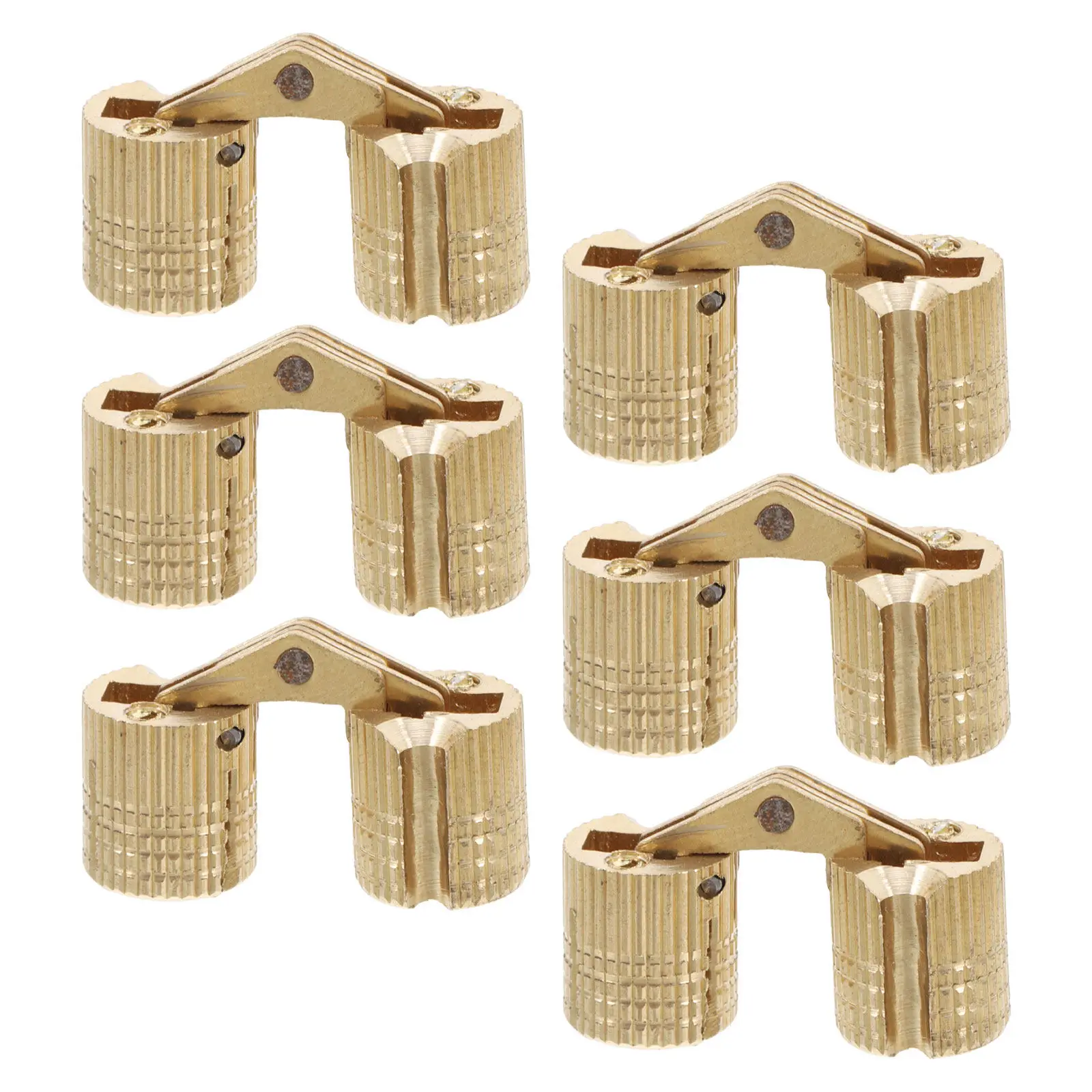 6Pcs Hidden Brass Barrel Hinges 10Mm 180 Degree Opening Angle Concealed Furniture Hinges Invisible Cabinet Hardware Silent