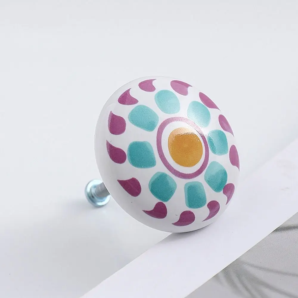 Wardrobe Pulls Ceramic Door Handles with Screw Round Animal Furniture Handles Leopard Cupboard Cabinets Drawers Knobs