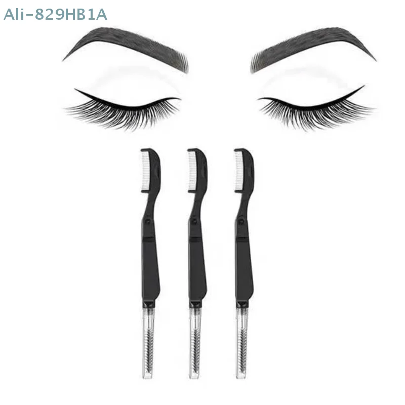 Peigne à double tête en acier inoxydable pour les cils, peigne pour les sourcils, brosse à mascara, baguettes à cils, outils de maquillage, usage touristique