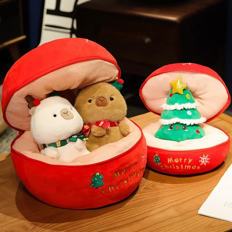 Schöner Weihnachtsbaum, Capybara, Weihnachtsapfel, Plüschtiere, niedliche Tierpuppen, weich gefüllt, für Weihnachten, Geburtstag, Festival, Feier