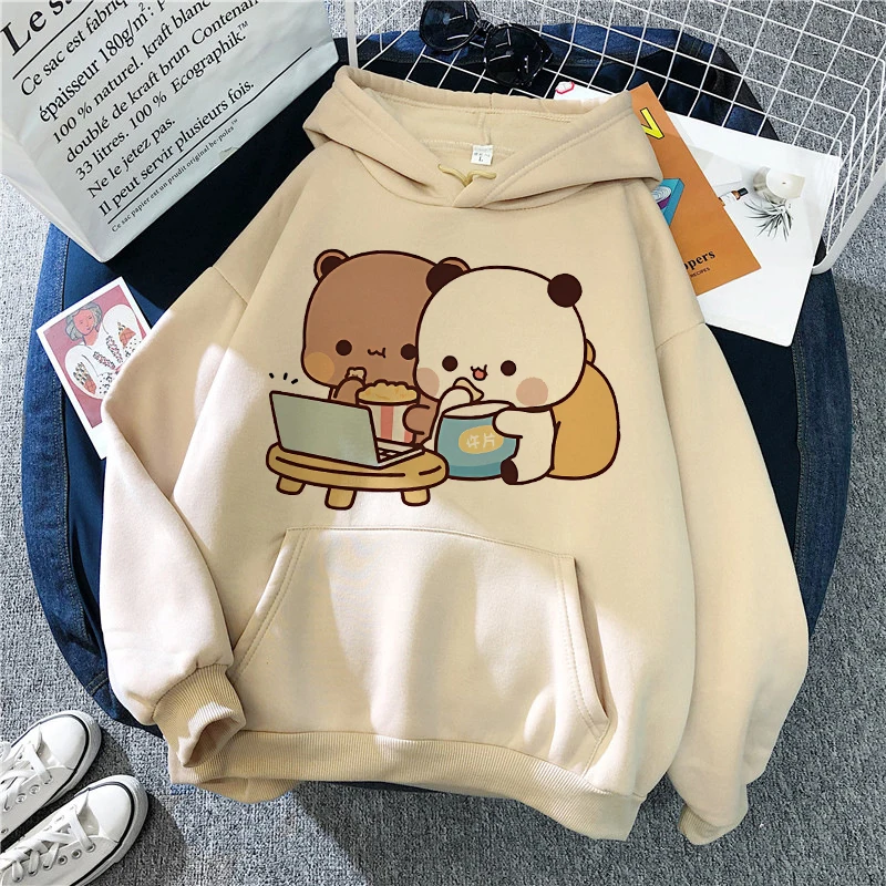 Women Men Print Hoodies Funny Gothic Y2k Streetwear Kawaii Vintage Graphic Hooded Cute Cartoon Bubu Dudu Sweatshirts 90s Clothes