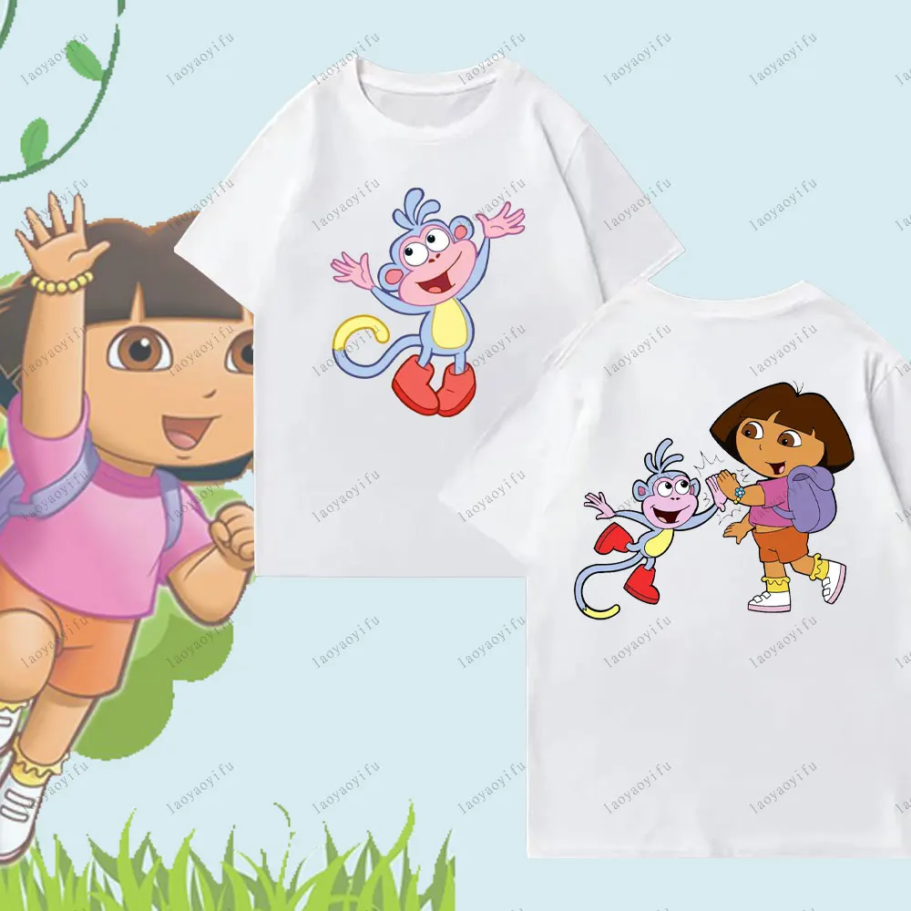 تي شيرت دورا ذا اكسبلورر بنمط كرتوني لطيف تي شيرت مريح ذو طابع شخصي للجنسين والنساء والرجال تي شيرت موضة الشارع Harajuku #1