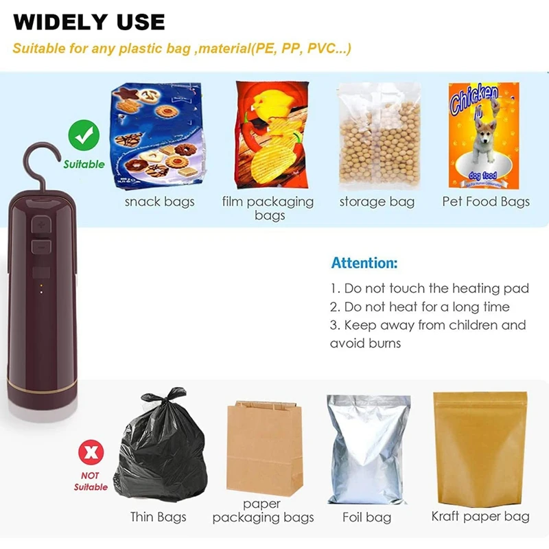 O aferidor bonde portátil do vácuo, bomba do aferidor do vácuo para sacos do armazenamento do vácuo com zíper 2