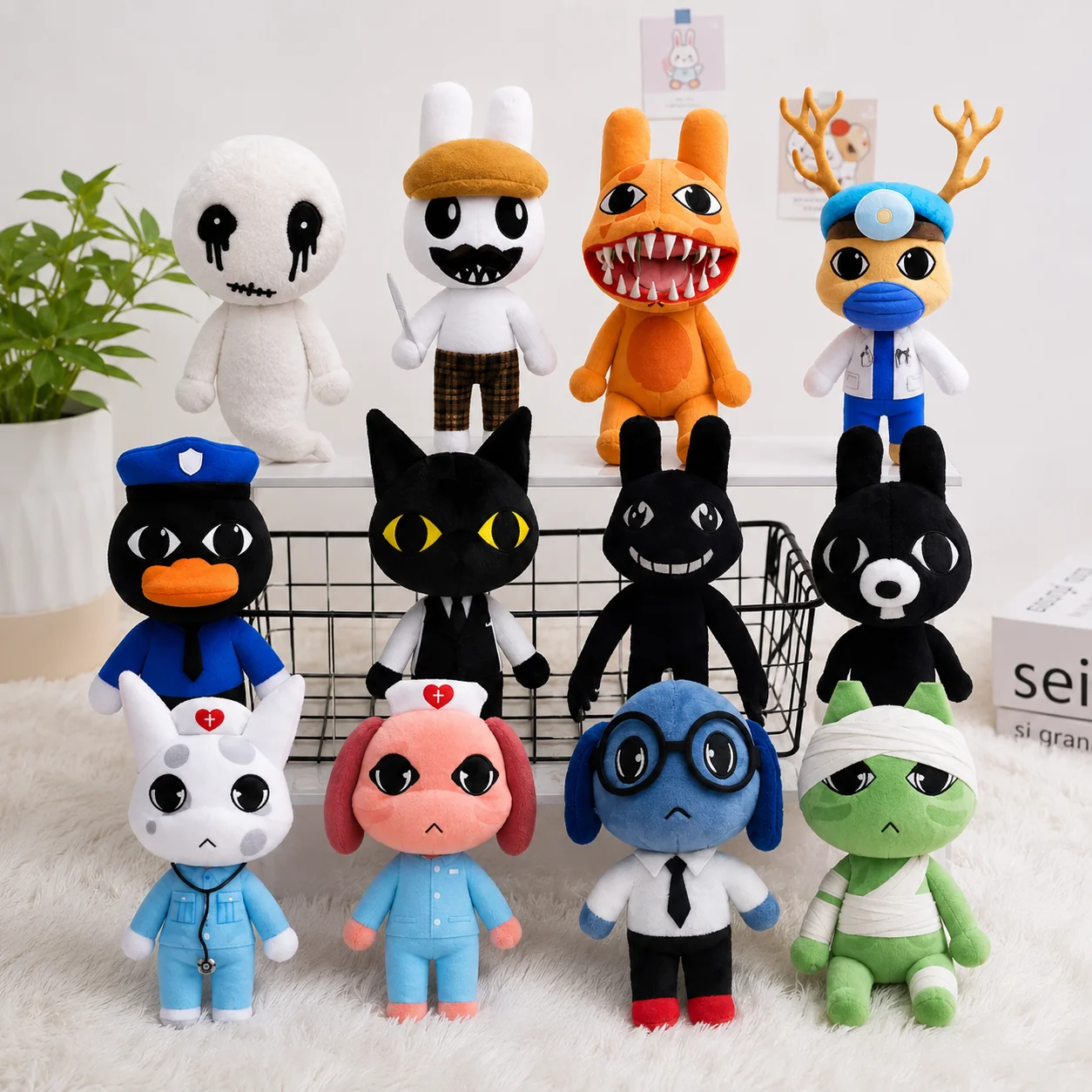 NEW Hospital Plush Toy Ghost Killer Bunny Horror Standing Suit Cat Soft Stuffed Doll Collectible Gift For Fans Room Decoration