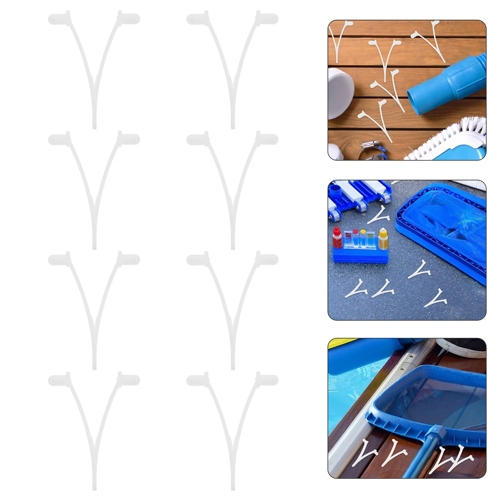

10 Pcs V Clips for Pool Cleaning Durable Resin Attachments Vacuum Handle Replacement Fit Poles Skimmer Nets Brushes Garden Tools