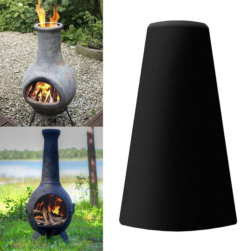 Outdoor Chiminea Cover Black Waterproof Stove Protector Garden Chimney Fire Pit Heater Cover Waterproof Stove Cover